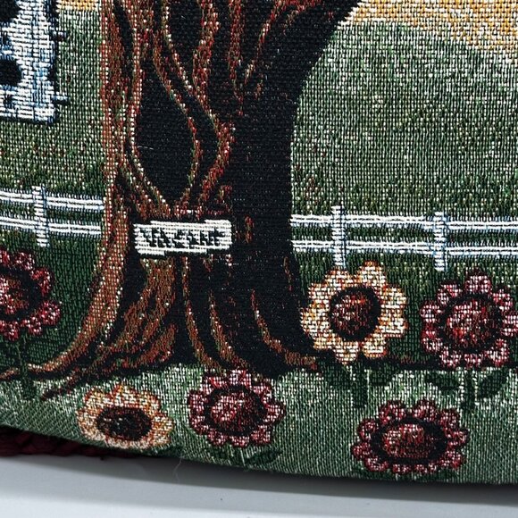 Mohawk Home Tapestry Throw  Pillow Birdhouse Scene Granny Cottage Core Vtg Decor - Picture 3 of 5